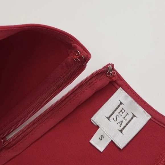 Helsa Stretch Cotton Sateen Midi Dress in Red - Picture 7 of 12